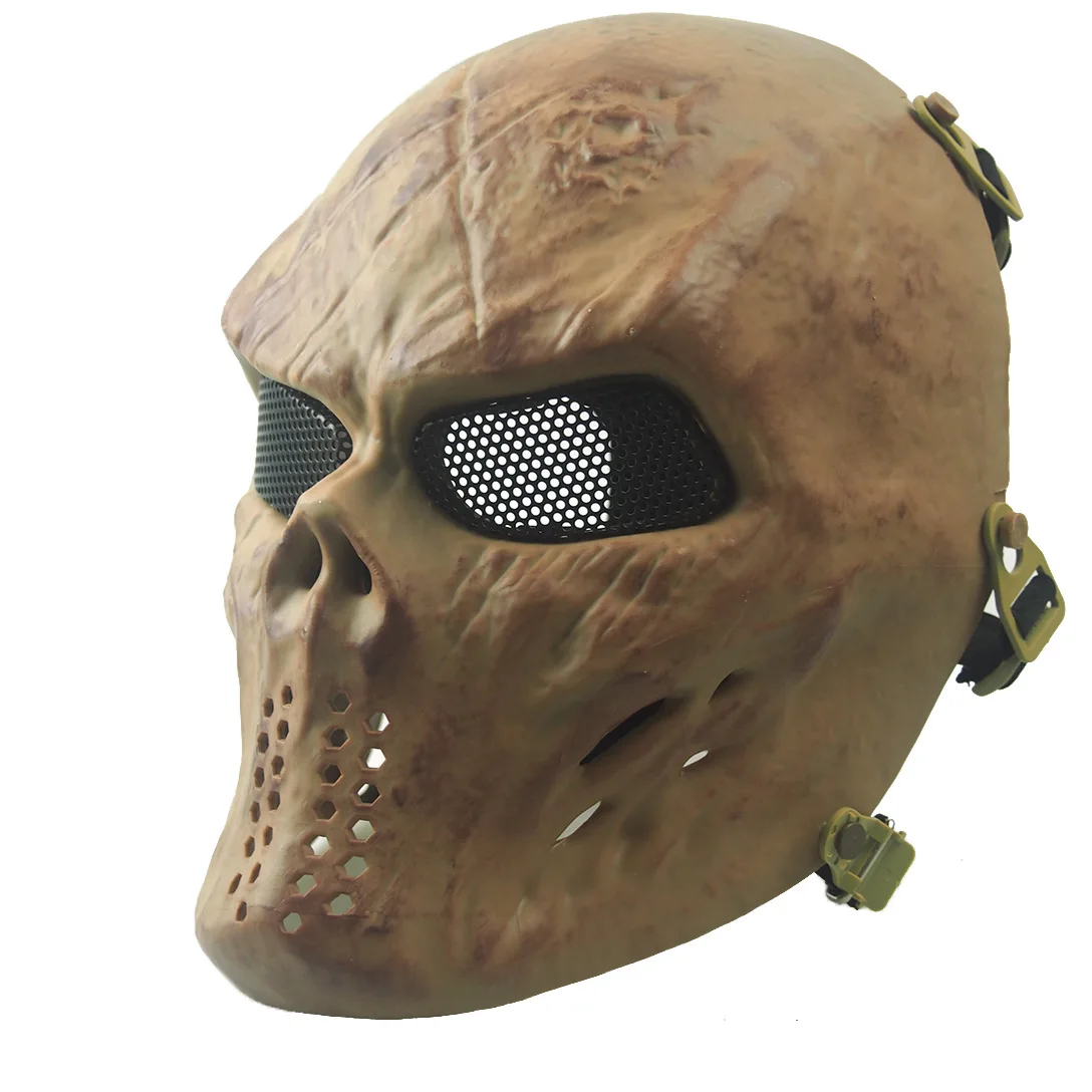 [HFSECURITY] Ghost Camouflage Tactical Skull Mask Zombie Outdoor Warrior Masks Metal Mesh Goggles Full Face CS Mask