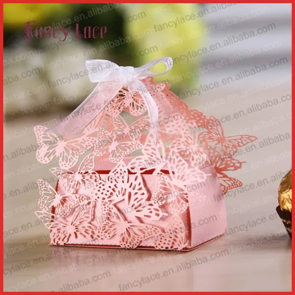 New Arrival Individuation Hollow Out Paper diy Butterfly Wedding Decorative Cake Gift Favor Boxes for Party Decorations, 50PCS