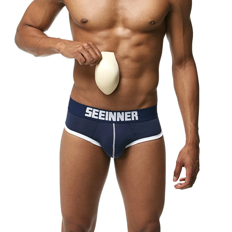 Sexy Men's Briefs Sexy Underwer Seeinner Men's Panties Shorts Penis Pouch Bulge Front + back Enhancing Pad Removable Push Up Cup