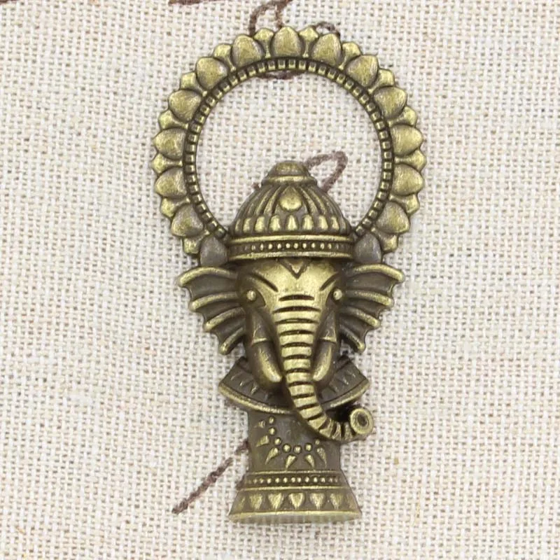 2pcs Charms Ganesha Elephant Buddha 50x28mm Antique Making Pendant fit,Vintage Tibetan Bronze Silver color,DIY Handmade Jewelry