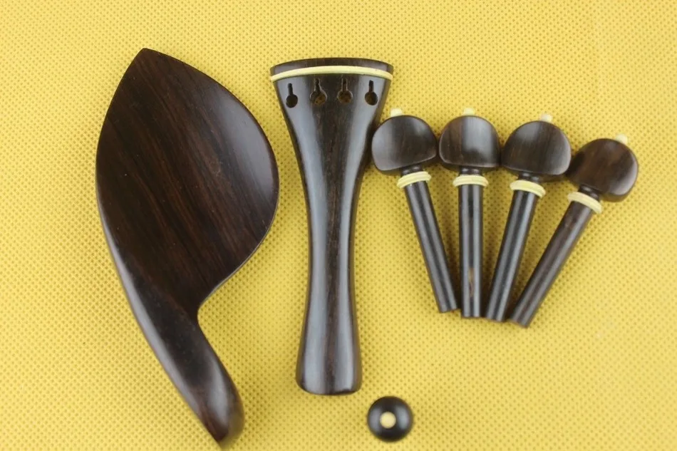 8 set New top undyed ebony Luthier violin parts full size 4/4 violin accessories