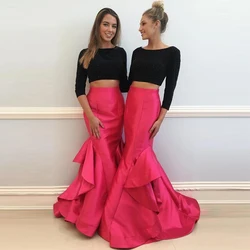 Sexy Fuchsia Trumpet Long Skirt High Waist Floor-Length Evening Skirt Hot Pink Mermaid Prom Skirts Custom Made New Style