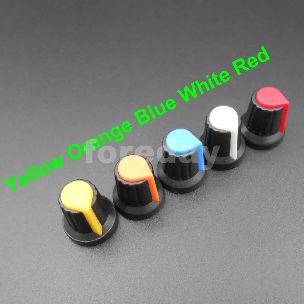 

1000PCS X NEW 6mm WH148 potentiometer AG2 Plastic knob cap M6 Plum Handle for amplifier Yellow Red White Orange Blue *FD661-665