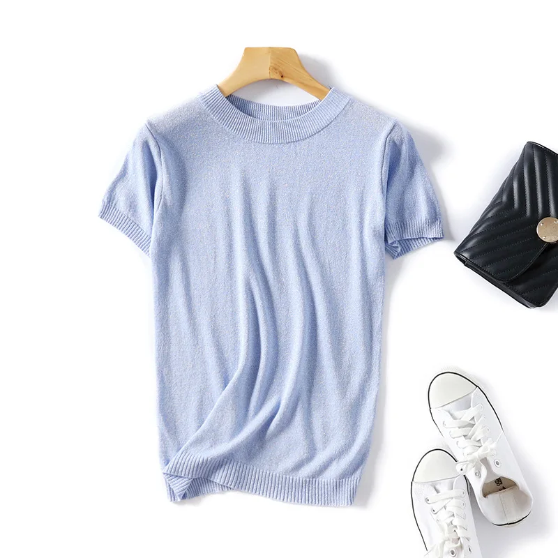 Camiseta brilhante de verão, camiseta feminina slim básica casual, gola redonda, camiseta feminina lisa, manga curta, lantejoulas, d300