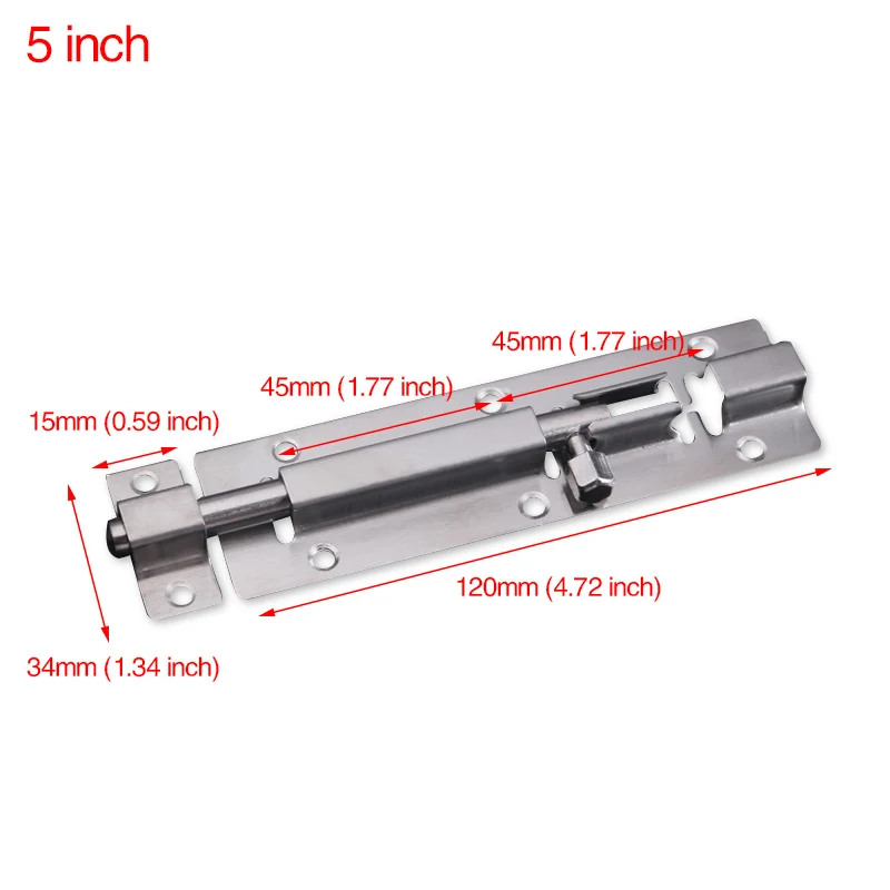 NAIERDI Möbel Tür Schrauben 4/5/6/8/10/12 Zoll Edelstahl Schlösser Schiebetür Kette Latch Für Tor Sicherheit Hardware