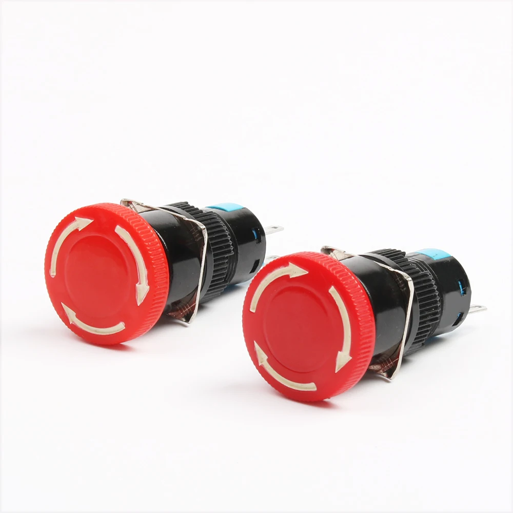 16mm Emergency Stop Rotary Push Button Switch Turn lock 1NO1NC/2NO2NC Latching self-Locking Single row/Double row e-stop switch