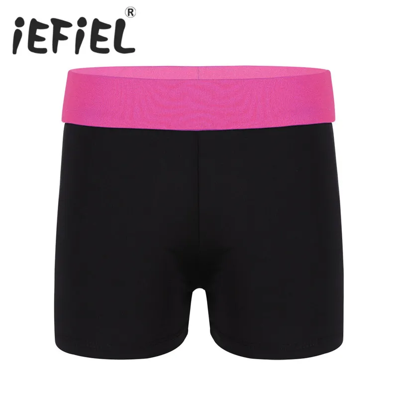 iEFiEL Girls Children Kids Wide Elastic Waistband Shorts Bottoms for Sports Gymnastic Workout Stage Performance Exercise Clothes