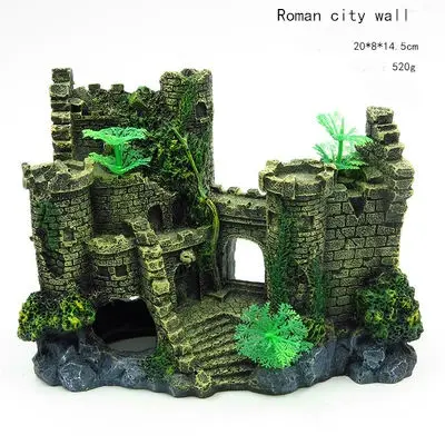 Aquarium decoration landscaping fish and shrimp escape house castle wall resin decoration climbing landscaping Roman city wall