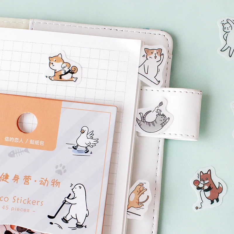 Cute Animal cat Eating and Drinking Series  Decorative Stickers Scrapbooking Stick Label Diary Stationery Album