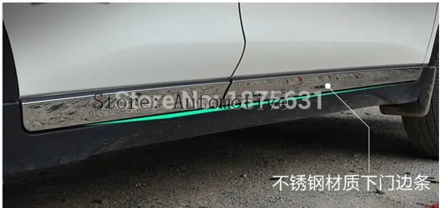 High quality Stainless steel Side Door Body Molding Cover Trim For 2014  2015 2016 2017 for Nissan X-TRAIL 4pcs