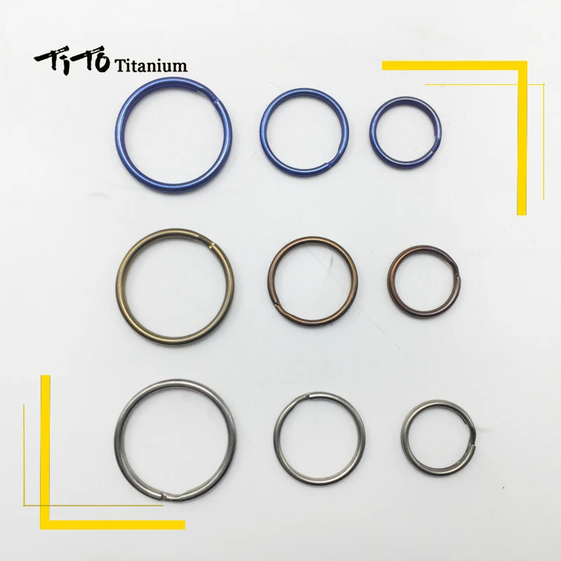 TiTo Titanium GR2 titanium key ring outdoor micro keychain Buckle Round Split circle 6Pcs/lot