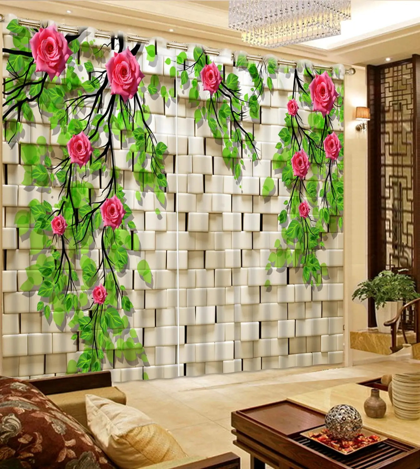 

customize photo print curtains Wall flower vine For living room bedrooms kids soft solid room darkening curtain