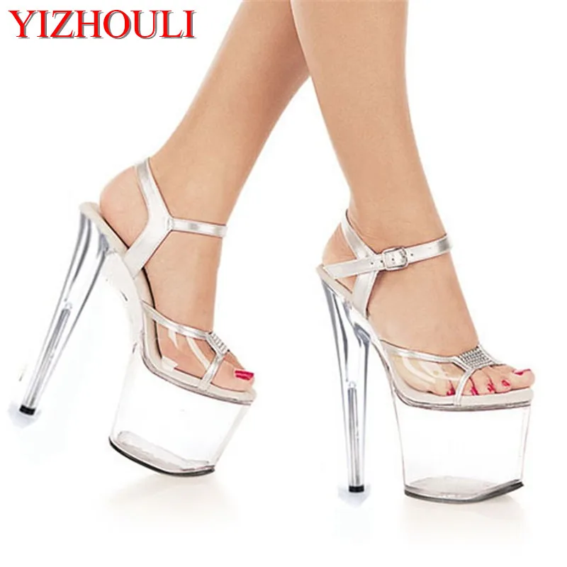 

8 Inch clear Shoes Sexy Stripper Shoes Sexy 20cm Temptation Crystal sandals Platform Ultra High Thin Heels