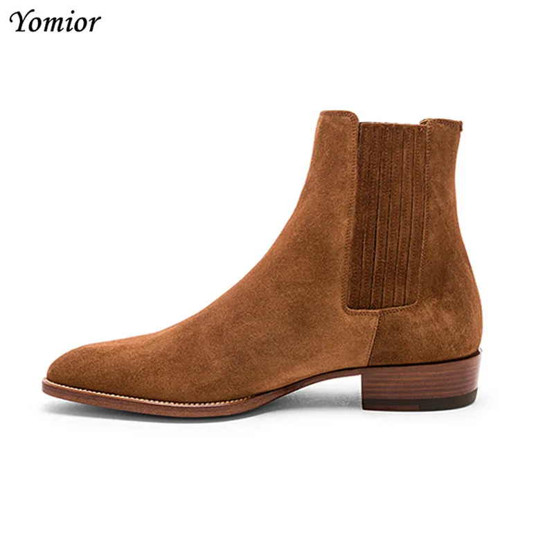 High Quality Brand Pointed Toe Chelsea Boots Genuine Leather Men Ankle Boots Business Office Banquet Fashion Big Size Shoes