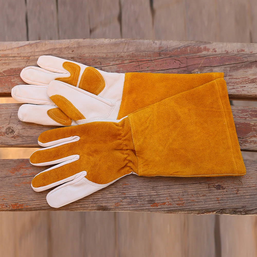 Welding Gloves Heat Resistant Fireproof Lined Leather Tig Welders Hand Protector Palm Olson