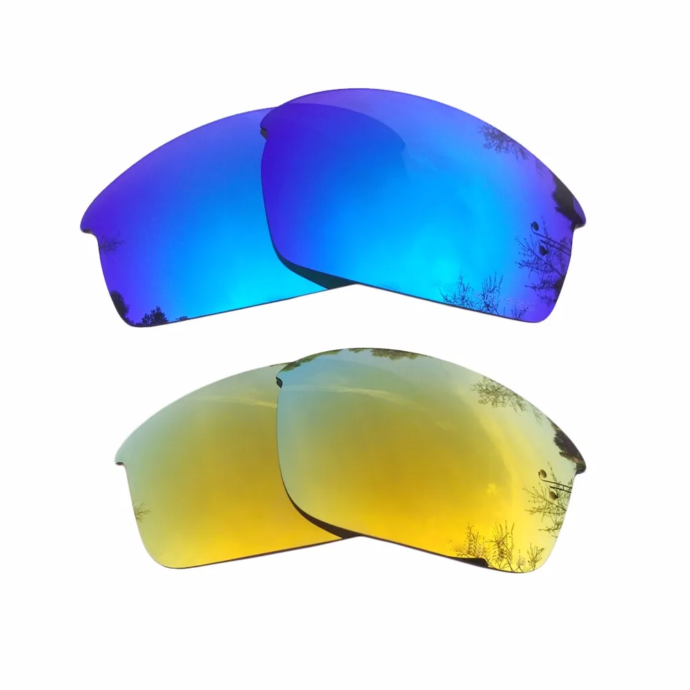 Ice Blue & 24K Gold Mirrored Polarized Replacement Lenses for-Oakley Bottle Rocket Frame 100% UVA & UVB