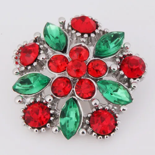 Hot KZ1168 Charm Flower Rhinestone Fashion 18mm snap buttons fit DIY snaps bracelets necklaces jewelry wholesale trendy women