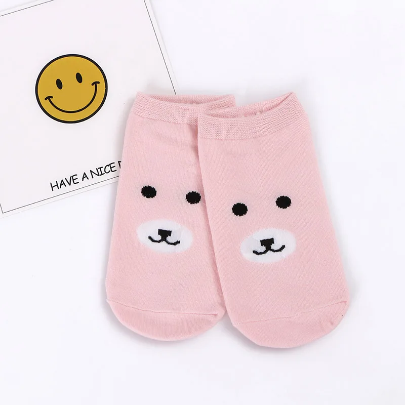 Little bear Invisible Short Woman Sweat summer comfortable cotton girl boat socks ankle low female hosiery 1pair=2pcs ws164