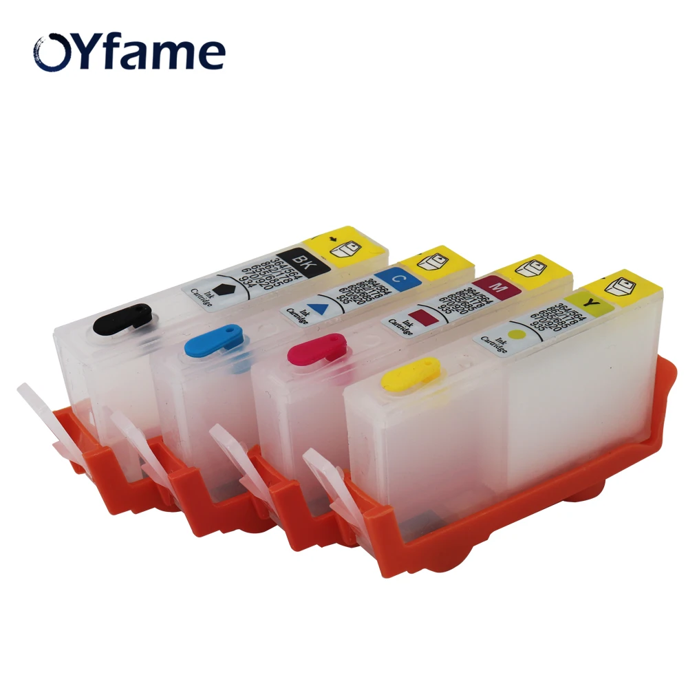 OYfame 4PCS for HP364 Ink Cartridge with ARC Chip for HP 364 Refillable Cartridge For HP B109a B110a B110c B209a 7510 Printer