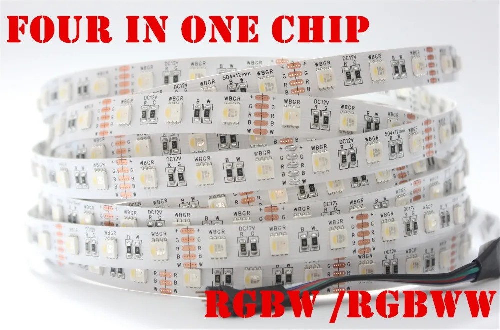 5M 4 Màu Trong 1 LED DC12V 12MM PCB SMD 5050 RGBW Dây Đèn LED Ánh Sáng RGB + Trắng/Trắng Ấm Trắng PCB IP20/IP65/IP67