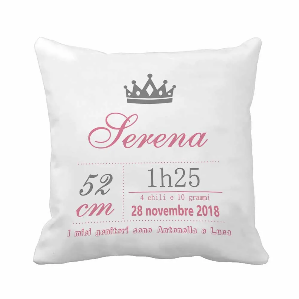 

Custom Birth Data Printing Crown Throw Pillow Case Decorative Cushion Cover Pillowcase Cute Birthday Gift By Lvsure
