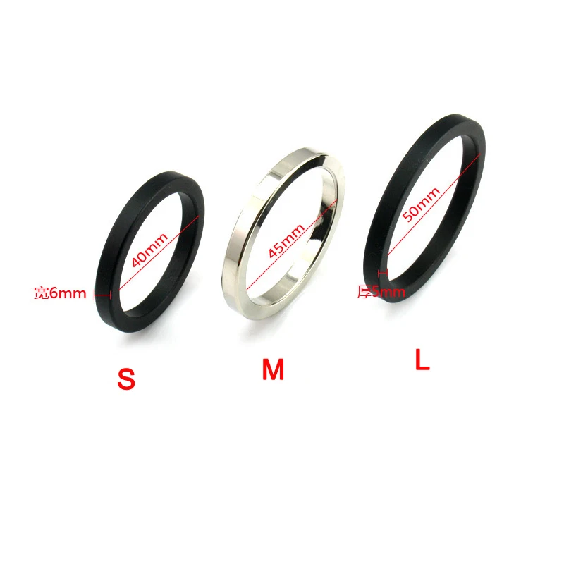 Metal Cock Ring for Men Sex 50mm Stainless Steel Semen Lock Ring Penis Rings Big Penis 40mm 45mm Ejaculant Delay Erection Ring