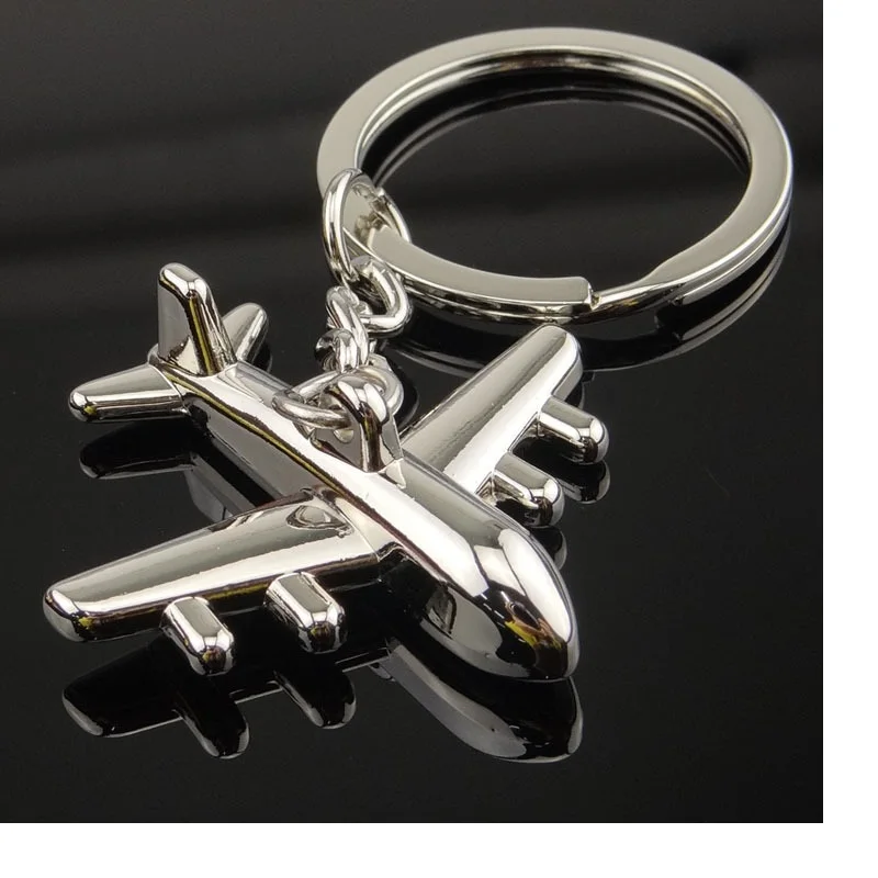 200pcs New Zinc Alloy 3D Airplane Model Key chains Metal Novelty Plane Key rings Creative Gift For Friends WA1952