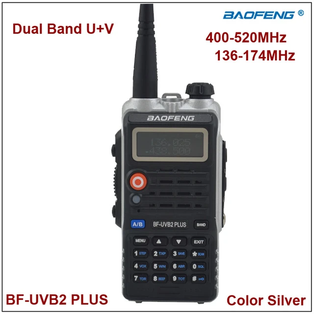 Original Baofeng BF-UVB2 Plus Walkie Talkie Baofeng BF UVB2 5W Dual Band  UVH VHF Two way radio Silver Color w/Earpiece - AliExpress