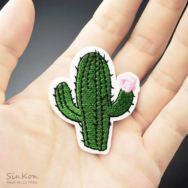 Cactus Size:4.3x5.1cm DIY Patches Cloth Patch Embroidered Cute Badges Hippie Iron On Cartoon Patches For Clothes Sticker