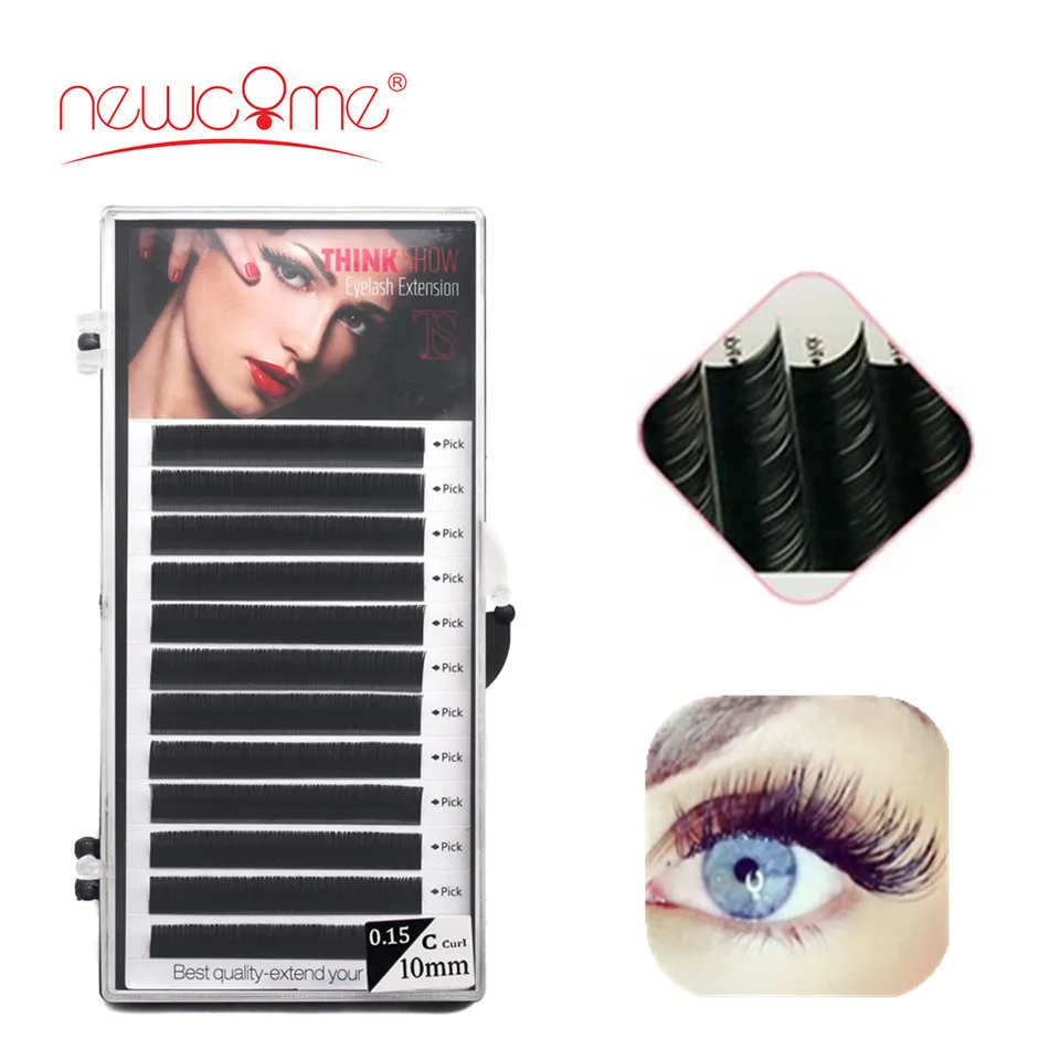 NEWCOME Individual Eyelash Extension Korea Volume Silk False Eyelash Extensions Curl B C D Fake False Eyelashes Natural Eye Lash