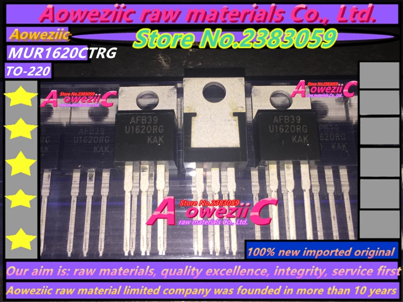 Aoweziic 2020+ 100% new imported original  MUR1620CTG U1620G MUR1620CTRG U1620RG  TO-220 fast recovery diode rectifier 16A 200V