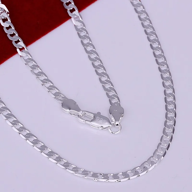 New arrival hot sell 16-30 inches silver plated 4MM flat women cute men chain snake necklace fashion jewelry trends jewelry gift