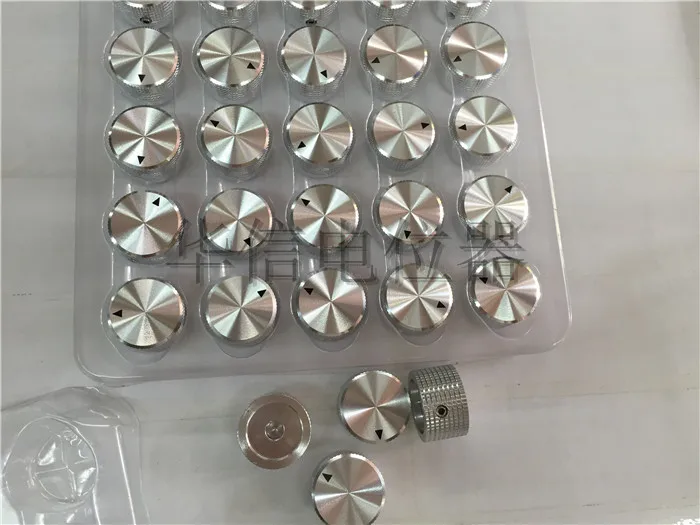 5pcs Silver Aluminum volume knob cap / with the pointer hole 6MM 25MM * 15MM adjustment potentiometer knob cap