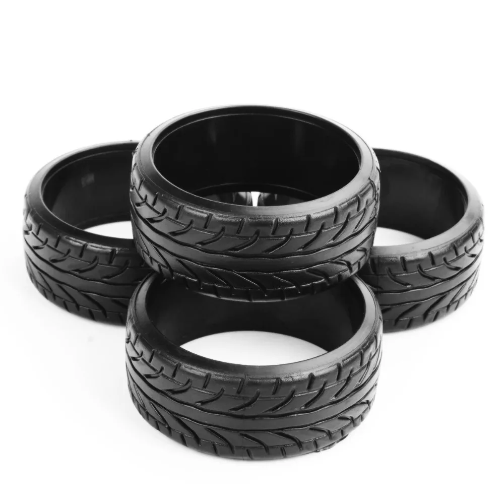 1:10 Scale 4Pcs Rubber Flat Drift Tires Flat Racing Drift Tires 4Pcs Set RC On- Road Tyre For HPI Car HSP PP0292