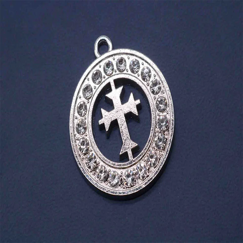 Catholic Jesus Cross Jewel Medal, New Charm Jesus Cross Bead Baby Bead DIY Medal Keychain Medal 20pcs