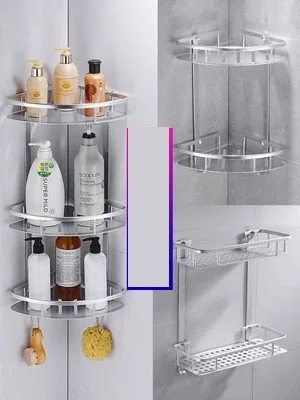 Free punching rack bathroom vanity suction wall tripod wall hanging bathroom double corner rack