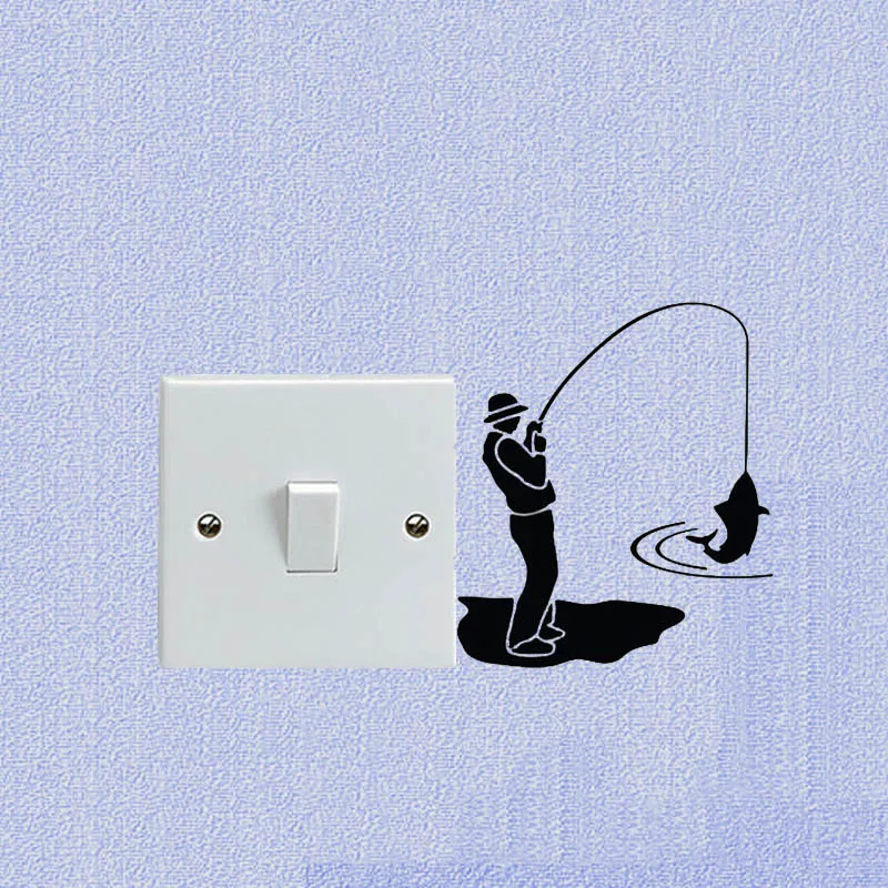 Simple River Fishing Vinyl Wall Stickers Light Switch Decals 5WS1101