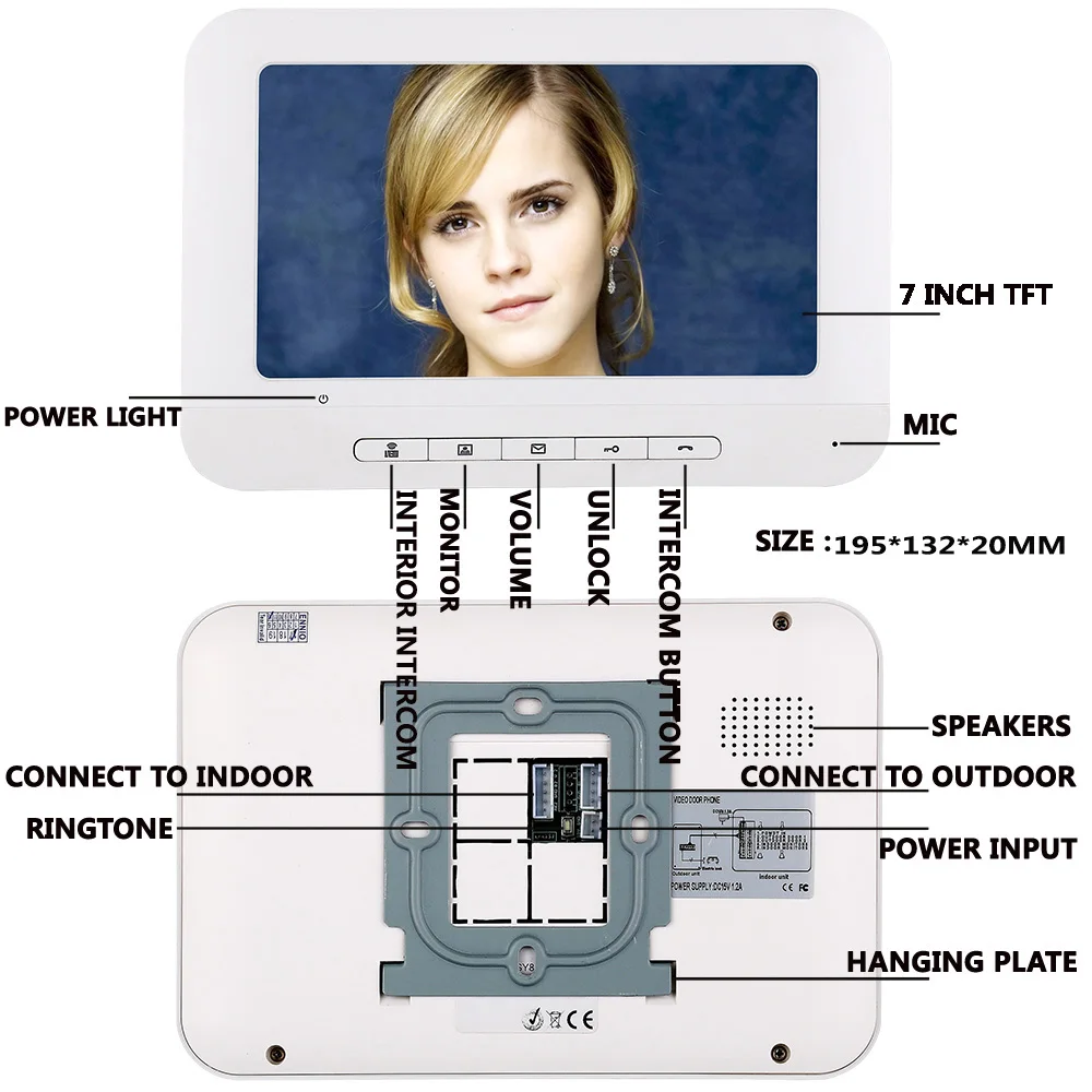 7 "TFT 2 monitory RFID hasło wideo telefon drzwi domofon System z IR-CUT kamery 1000 kontroli dostępu do linii TV system