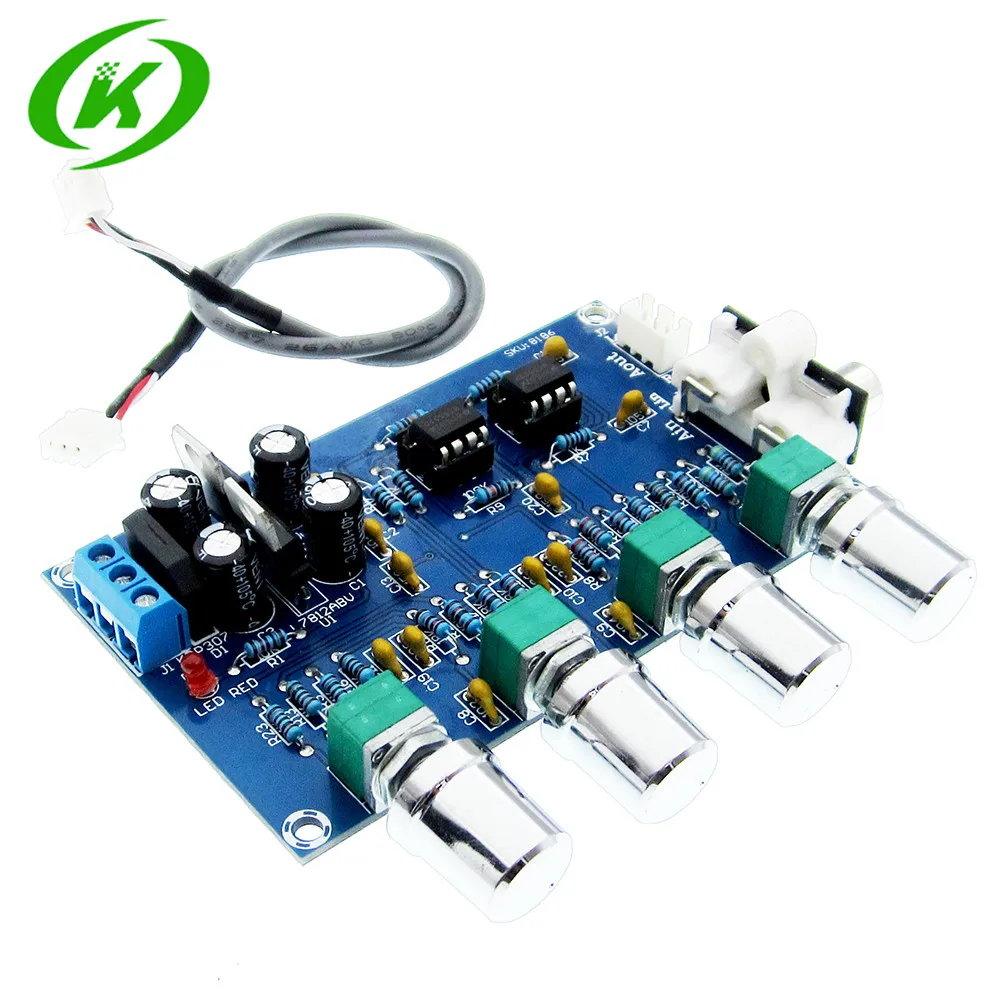 XH-M164 NE5532 Tone Amplifier Board Preamplifier AC 12V-15V Power Supply Dual Channel Audio Amplifier Board 4 Way Adjustment