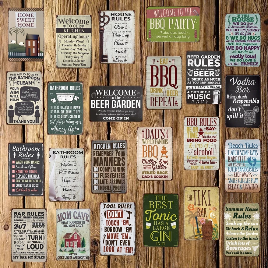 

[ DecorMan ] BBQ Kitchen Metal Signs Custom wholesale painting Bar Decor DD-1688