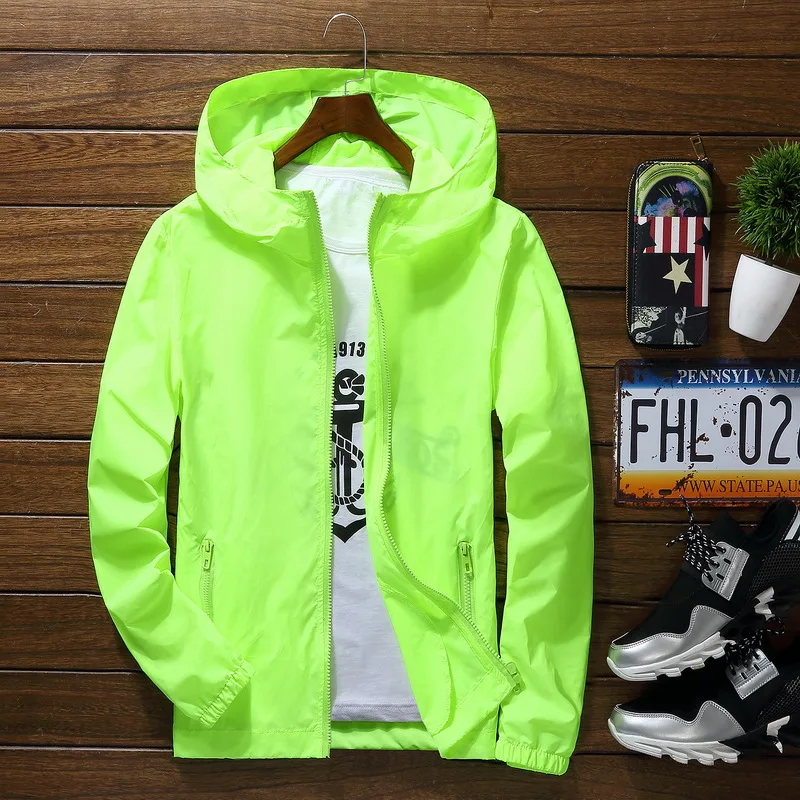 Sport Outdoor Cycling Thin Coat Jackets Man Casual Loose Men's Windbreakers Jacket Male's Candy-Colored Outwear Tops