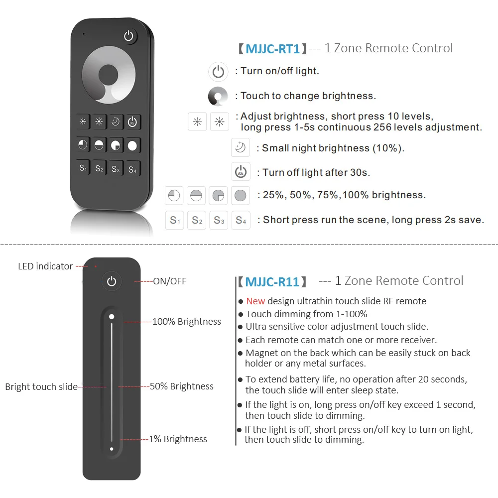 LED Dimmer Switch 12V 24V PWM 2.4G LED Touch RF Wireless Remote 5V 36V Smart Wifi Dimmer Controller for Single Color LED Strip
