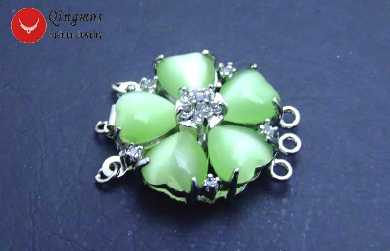 

Qingmos 25mm Flower Clasp for Jewelry Making with Green Cat's Eye Petal 3 Strands Clasp Accessories for Jewelry Gp167 Free Ship