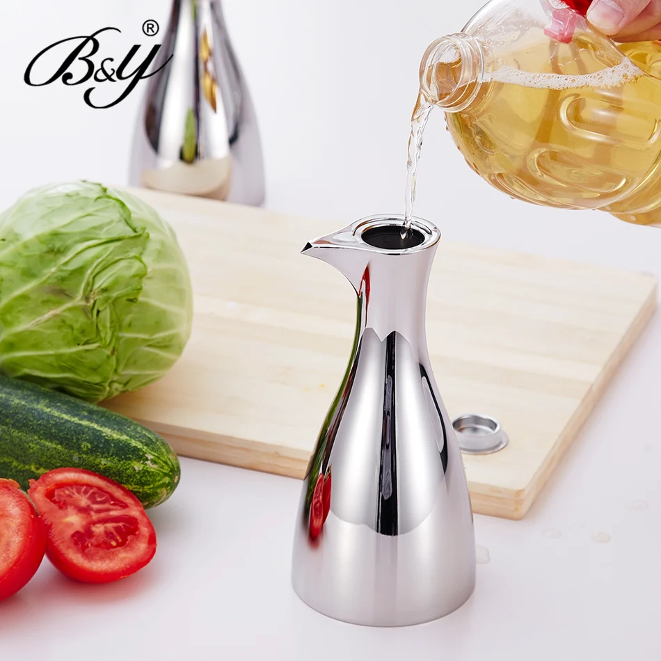 

Top quality 500ml stainless steel oil can oil leak soy sauce vinegar cruet seasoning bottles home kitchen supplies creative gift