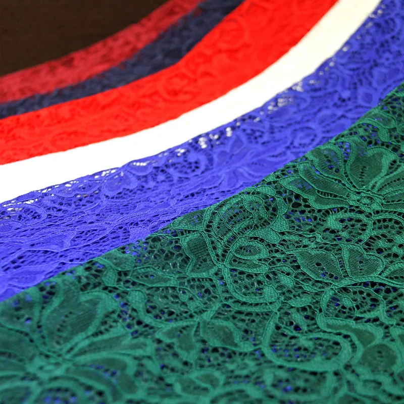 Stretch Nylon Lace 1 Yard 12 Colors Royal blue Wine red Green Navy blue Pink Spandex Lace Fabric Dress Cloth Material Continuous