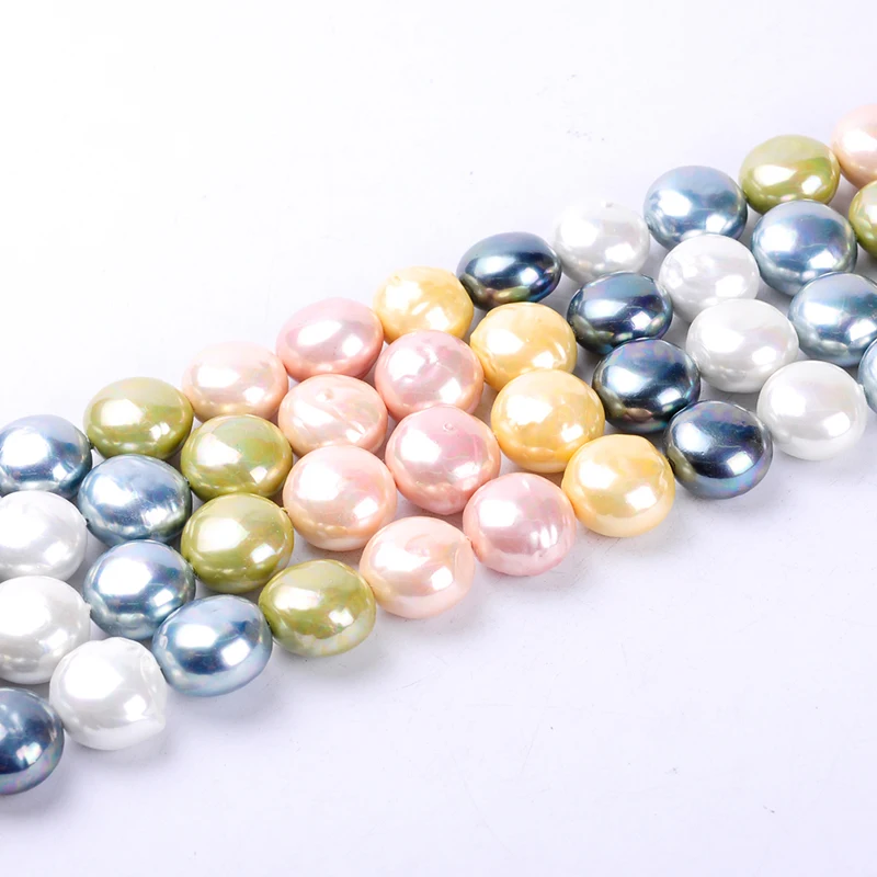 1pack/lot 20mm Fashion Flat Round Natural Shell Pearl Loose Spacer Beads DIY for Jewelry Craft Necklace