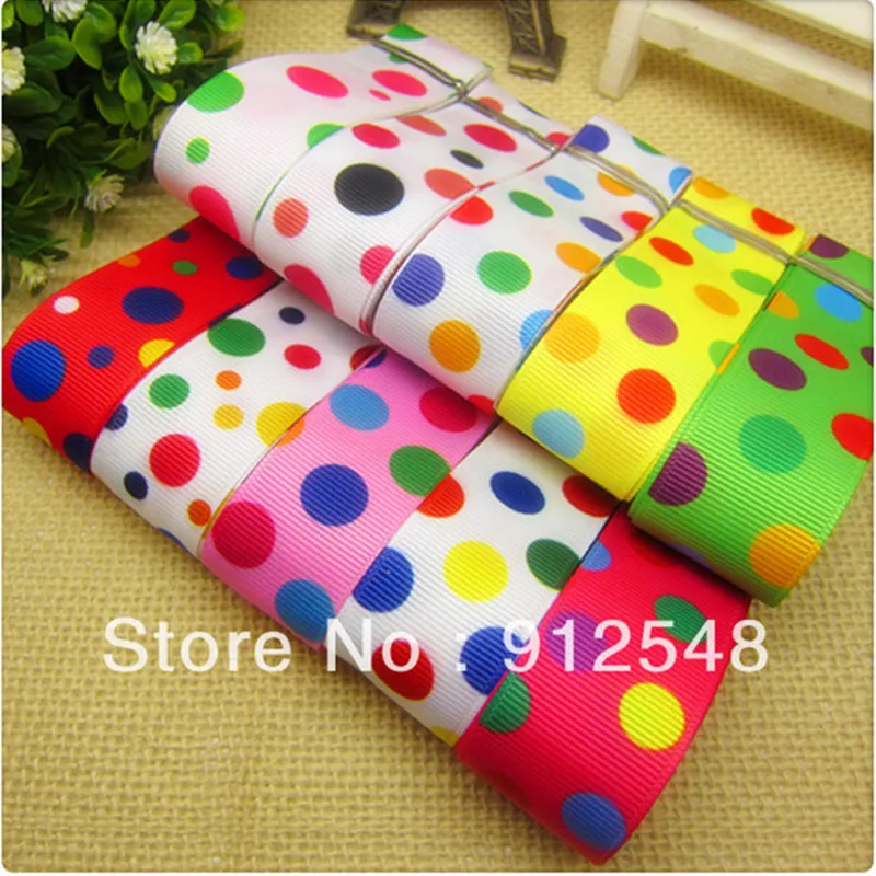 1'' (25mm)   2013 new arrival color dot printed grosgrain ribbon Gift wrap ribbon 10 style mix 102327