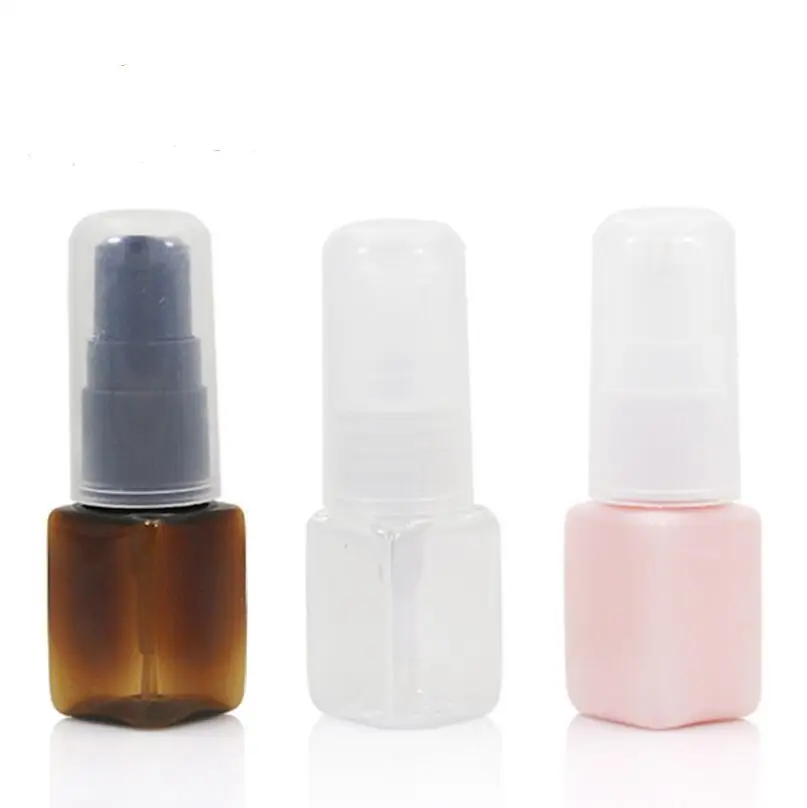 500pcs/lot 10ml square Colorful plastic bottles lotion bottle With Press pump For Shampoo shower gel