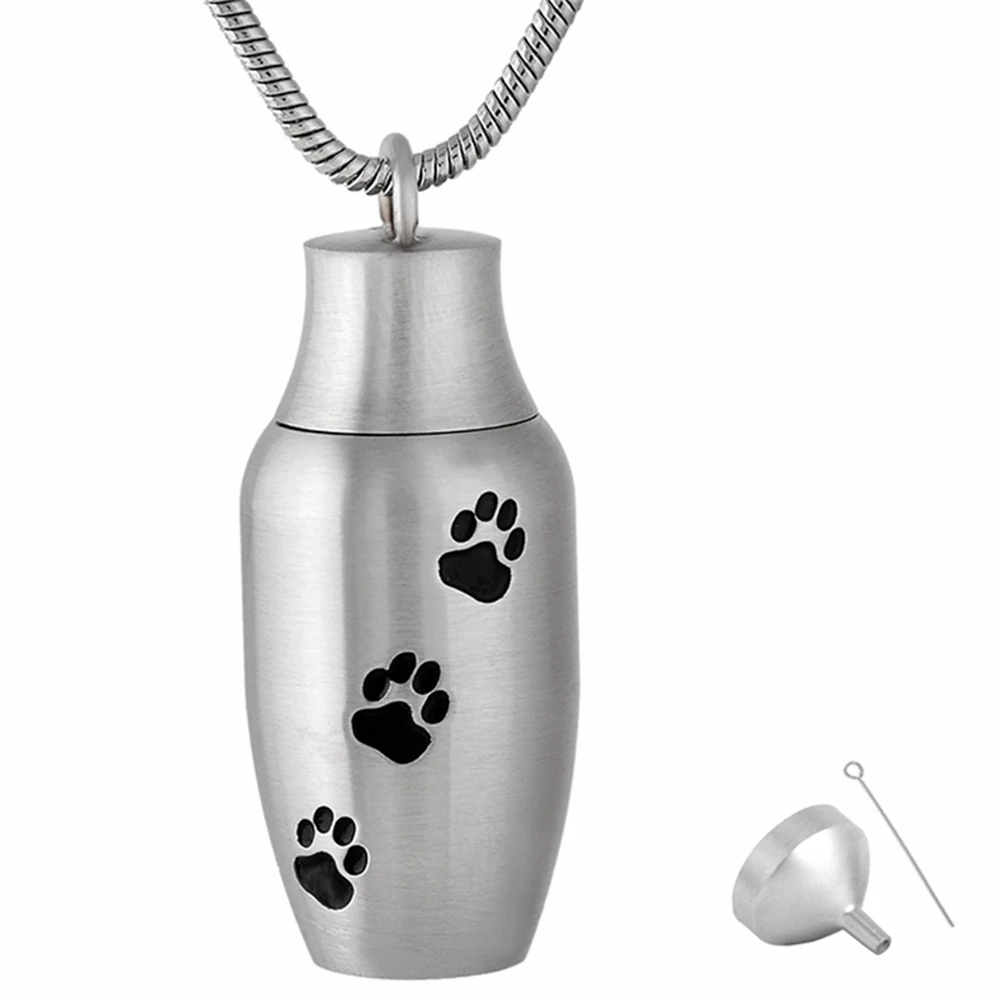 MJD9787  Three Paw Urn Keepsakes Stainless Steel Cremation Jewelry Large Capacity Ashes Necklace