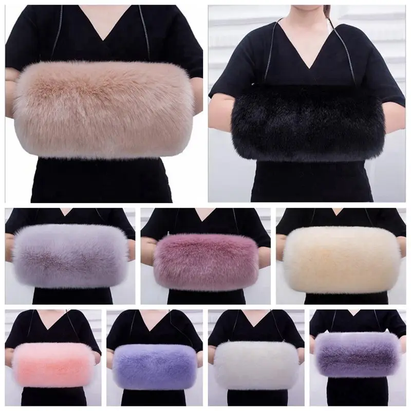 1 Pcs Women Winter Muff Fluffy Hand Warmer Thickening Faux Fur Warm Gloves Gloves Warmer Accessories LWW9109